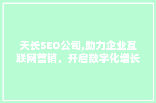 天长SEO公司,助力企业互联网营销，开启数字化增长新篇章