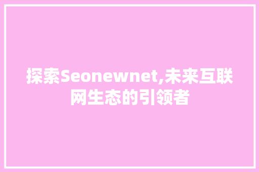 探索Seonewnet,未来互联网生态的引领者