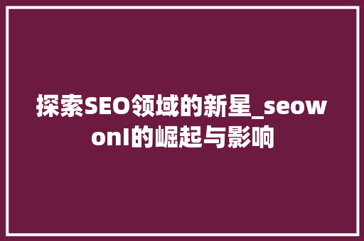 探索SEO领域的新星_seowonI的崛起与影响