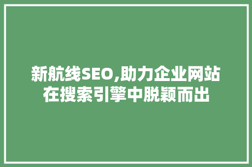 新航线SEO,助力企业网站在搜索引擎中脱颖而出