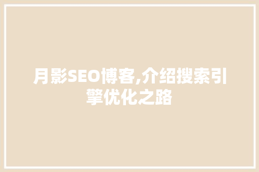 月影SEO博客,介绍搜索引擎优化之路