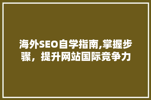 海外SEO自学指南,掌握步骤，提升网站国际竞争力