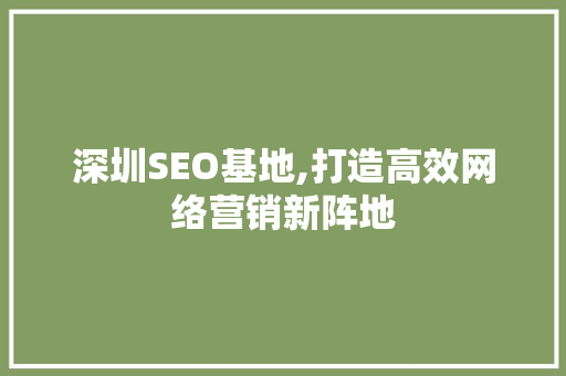 深圳SEO基地,打造高效网络营销新阵地