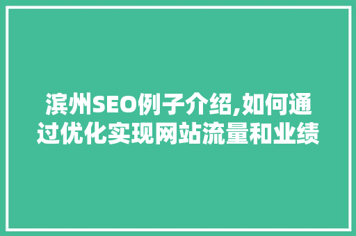 滨州SEO例子介绍,如何通过优化实现网站流量和业绩的双丰收