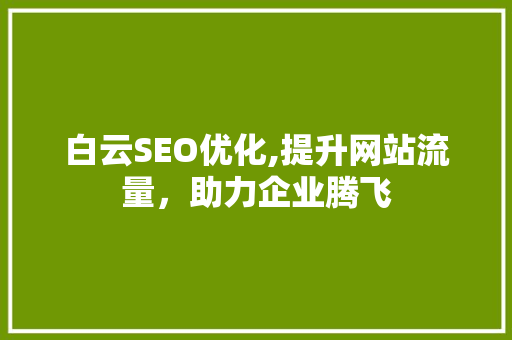 白云SEO优化,提升网站流量，助力企业腾飞  第1张