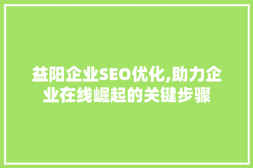 益阳企业SEO优化,助力企业在线崛起的关键步骤