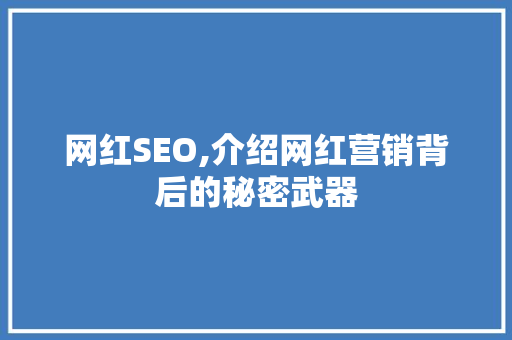 网红SEO,介绍网红营销背后的秘密武器  第1张