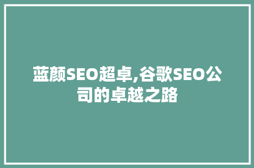 蓝颜SEO超卓,谷歌SEO公司的卓越之路