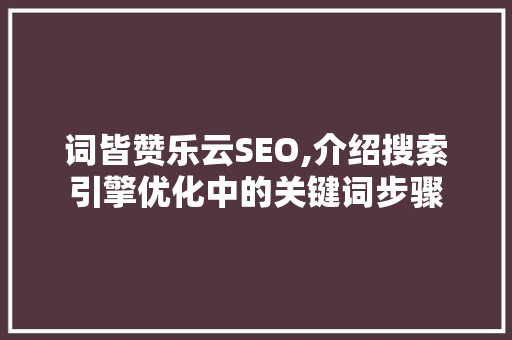 词皆赞乐云SEO,介绍搜索引擎优化中的关键词步骤