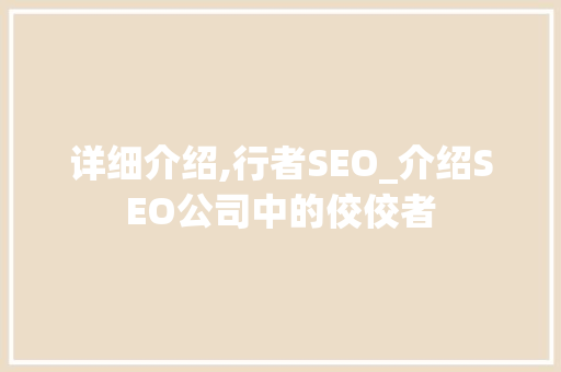 详细介绍,行者SEO_介绍SEO公司中的佼佼者