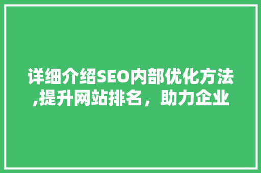 详细介绍SEO内部优化方法,提升网站排名，助力企业腾飞