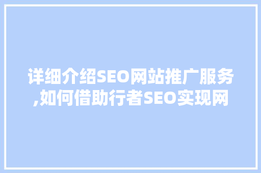 详细介绍SEO网站推广服务,如何借助行者SEO实现网站流量翻倍