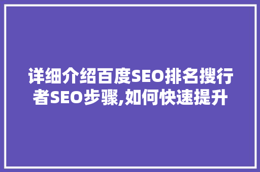 详细介绍百度SEO排名搜行者SEO步骤,如何快速提升网站流量