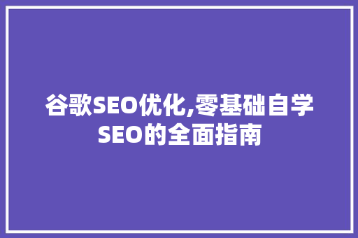谷歌SEO优化,零基础自学SEO的全面指南