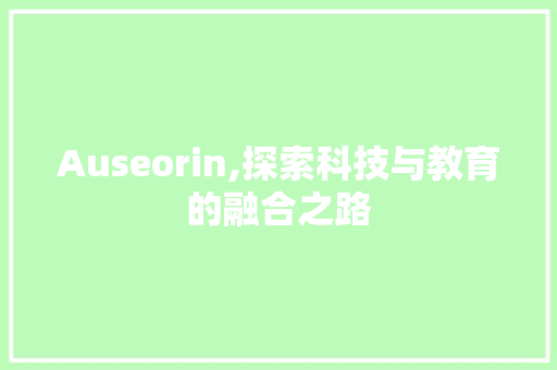 Auseorin,探索科技与教育的融合之路