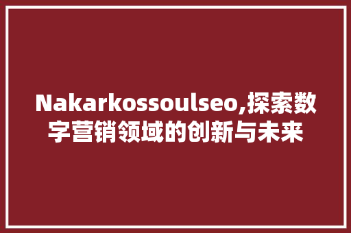 Nakarkossoulseo,探索数字营销领域的创新与未来