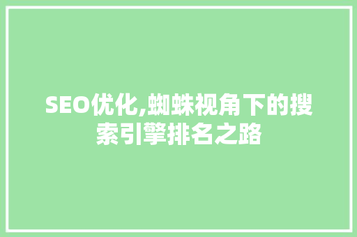 SEO优化,蜘蛛视角下的搜索引擎排名之路
