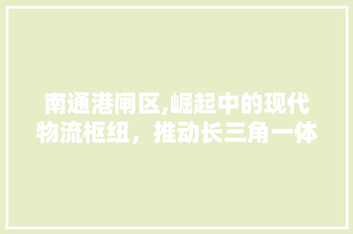 南通港闸区,崛起中的现代物流枢纽，推动长三角一体化发展