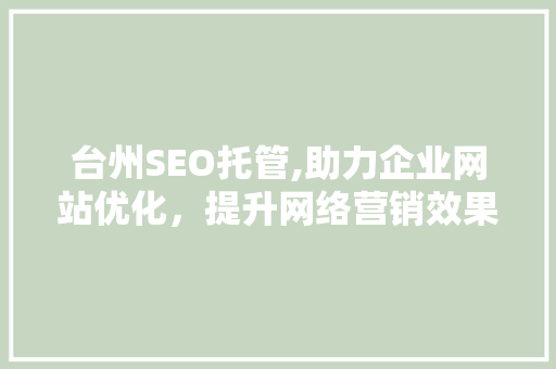 台州SEO托管,助力企业网站优化，提升网络营销效果