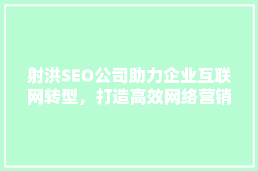 射洪SEO公司助力企业互联网转型，打造高效网络营销步骤