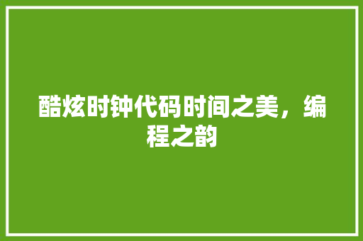 酷炫时钟代码时间之美，编程之韵