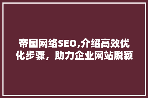 帝国网络SEO,介绍高效优化步骤，助力企业网站脱颖而出