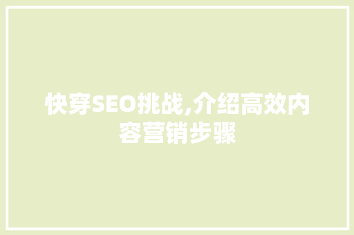 快穿SEO挑战,介绍高效内容营销步骤