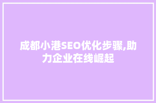 成都小港SEO优化步骤,助力企业在线崛起