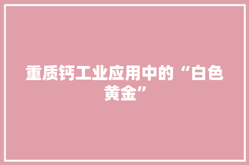 重质钙工业应用中的“白色黄金”
