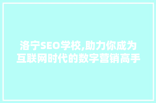 洛宁SEO学校,助力你成为互联网时代的数字营销高手