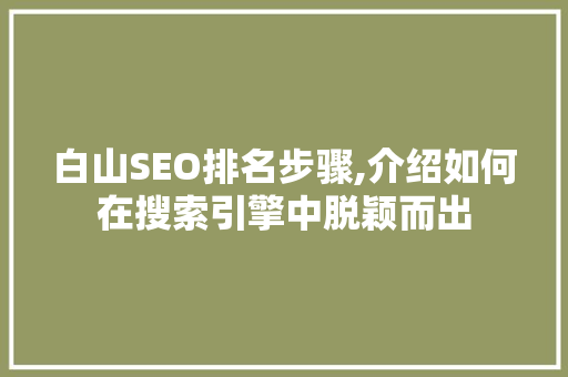 白山SEO排名步骤,介绍如何在搜索引擎中脱颖而出