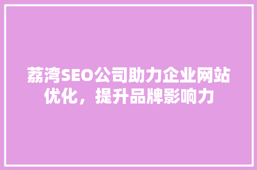 荔湾SEO公司助力企业网站优化，提升品牌影响力