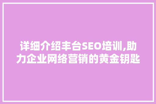 详细介绍丰台SEO培训,助力企业网络营销的黄金钥匙
