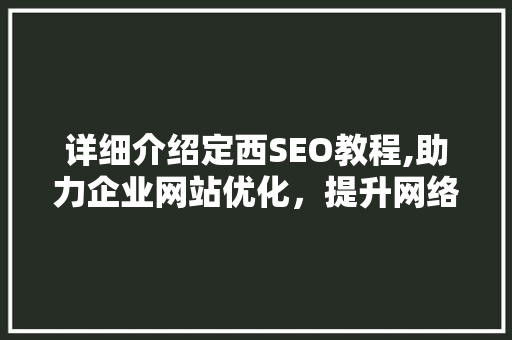 详细介绍定西SEO教程,助力企业网站优化，提升网络竞争力