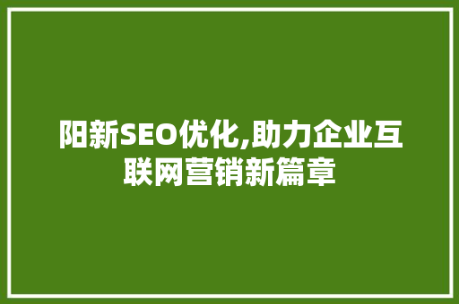 阳新SEO优化,助力企业互联网营销新篇章