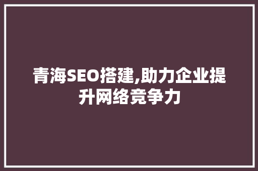 青海SEO搭建,助力企业提升网络竞争力