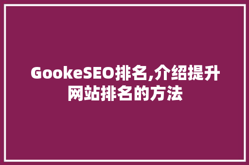 GookeSEO排名,介绍提升网站排名的方法