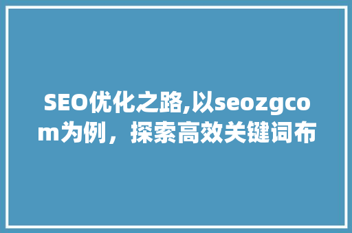 SEO优化之路,以seozgcom为例，探索高效关键词布局步骤