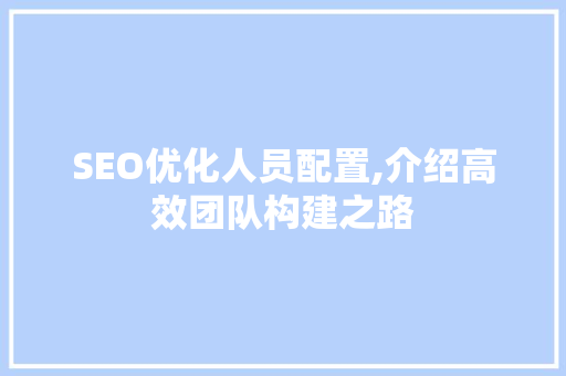 SEO优化人员配置,介绍高效团队构建之路