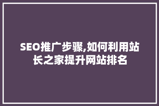 SEO推广步骤,如何利用站长之家提升网站排名