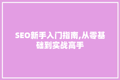 SEO新手入门指南,从零基础到实战高手