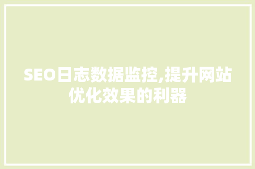 SEO日志数据监控,提升网站优化效果的利器