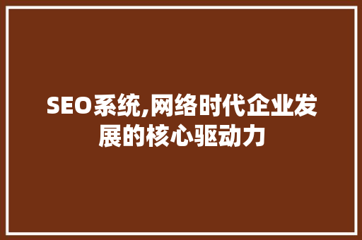 SEO系统,网络时代企业发展的核心驱动力