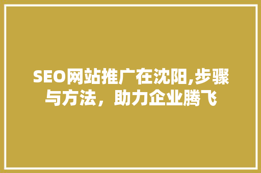 SEO网站推广在沈阳,步骤与方法，助力企业腾飞