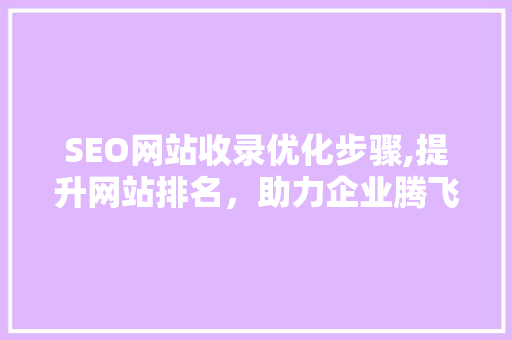 SEO网站收录优化步骤,提升网站排名，助力企业腾飞