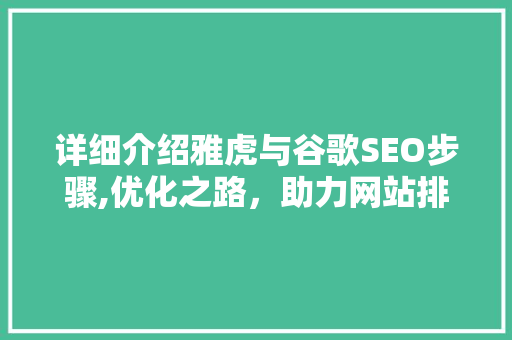 详细介绍雅虎与谷歌SEO步骤,优化之路，助力网站排名提升