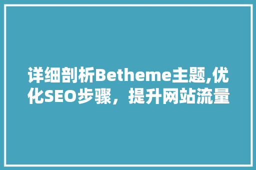 详细剖析Betheme主题,优化SEO步骤，提升网站流量