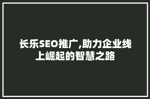 长乐SEO推广,助力企业线上崛起的智慧之路