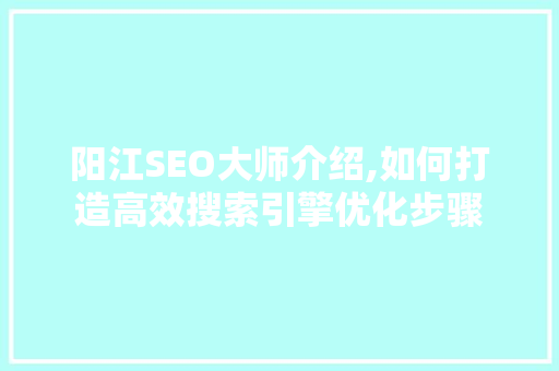 阳江SEO大师介绍,如何打造高效搜索引擎优化步骤