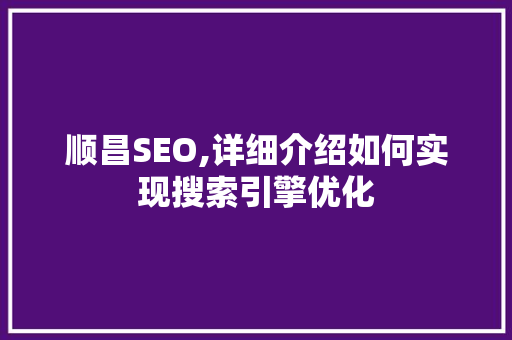 顺昌SEO,详细介绍如何实现搜索引擎优化